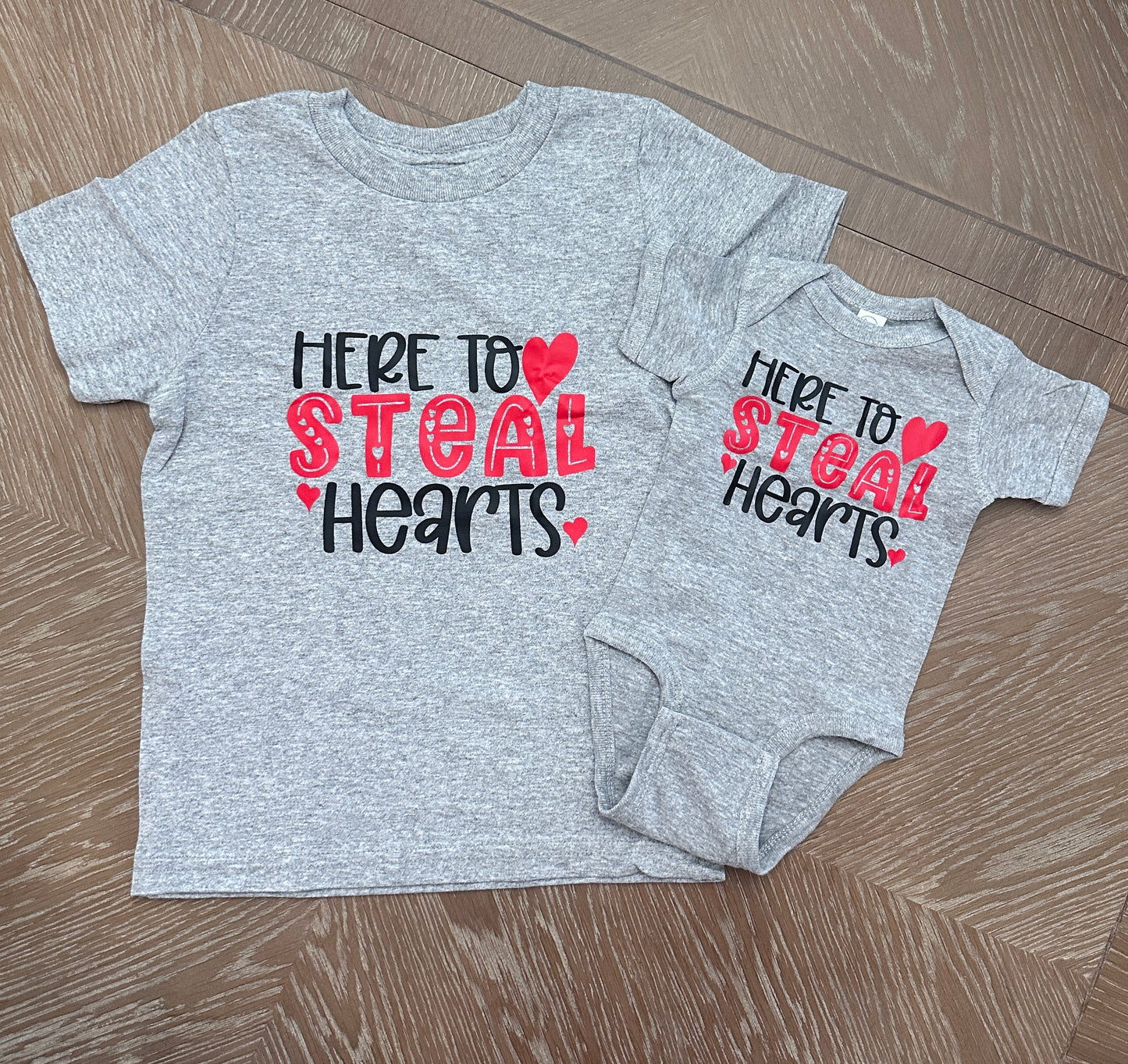 Here to Steal Hearts Tee & Onesie